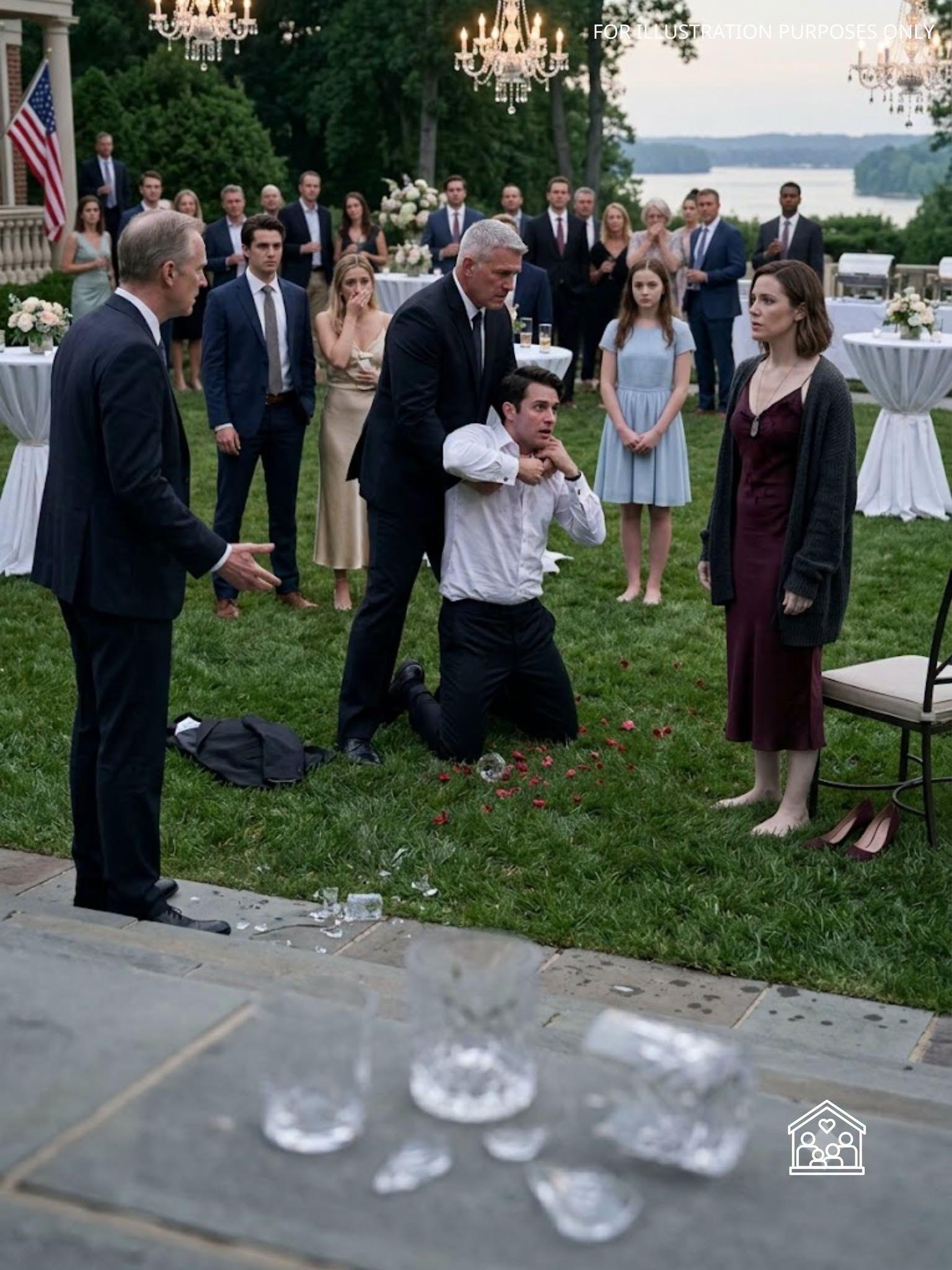 Fifty Guests Watched My Future Brother-in-Law Throw Wine on Me and Challenge Me to a Fight—My own sister laughed, his wealthy father encouraged him, and even my retired Marine father stayed silent as Marcus mocked my Army career and ordered me to “know my place.” I removed my heels, stepped onto the lawn, and let him keep talking. Then a retired combat surgeon noticed the scar beneath my torn sleeve—and suddenly begged Marcus to stop.