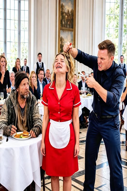 The scissors closed behind Emma Carter’s head before she understood what her manager was doing.