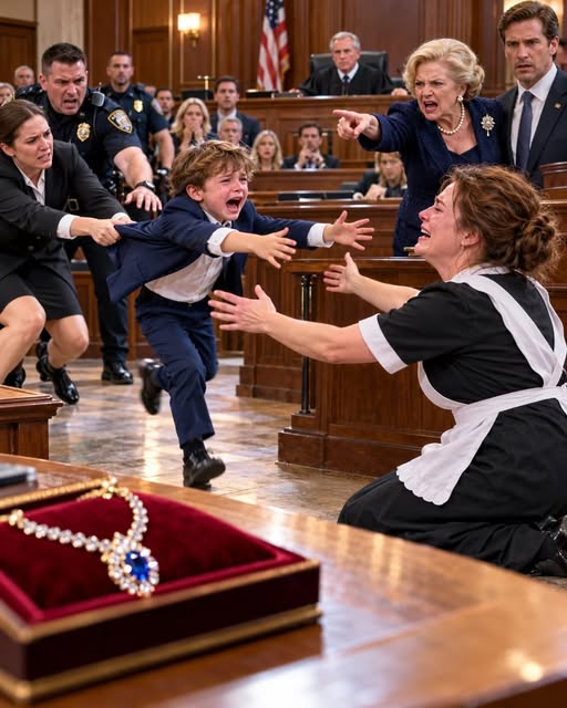 A humble maid who had spent years serving a powerful millionaire family was suddenly accused of stealing an invaluable piece of jewelry. She was taken to court without a lawyer, humiliated before the entire world, and left completely alone against the power of the rich. Everyone assumed she was guilty, because the word of the powerful carried more weight than her tears or her truth.