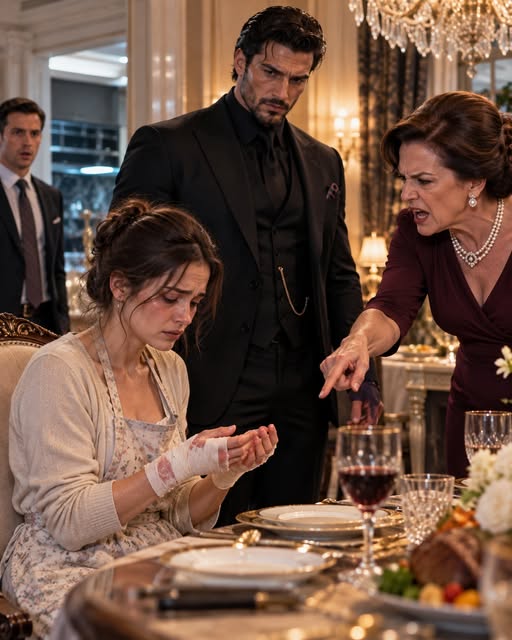 “EAT IN THE KITCHEN!” HIS MOTHER HUMILIATED HIS WIFE — UNTIL THE MAFIA BOSS SAW HER INJURED HANDS