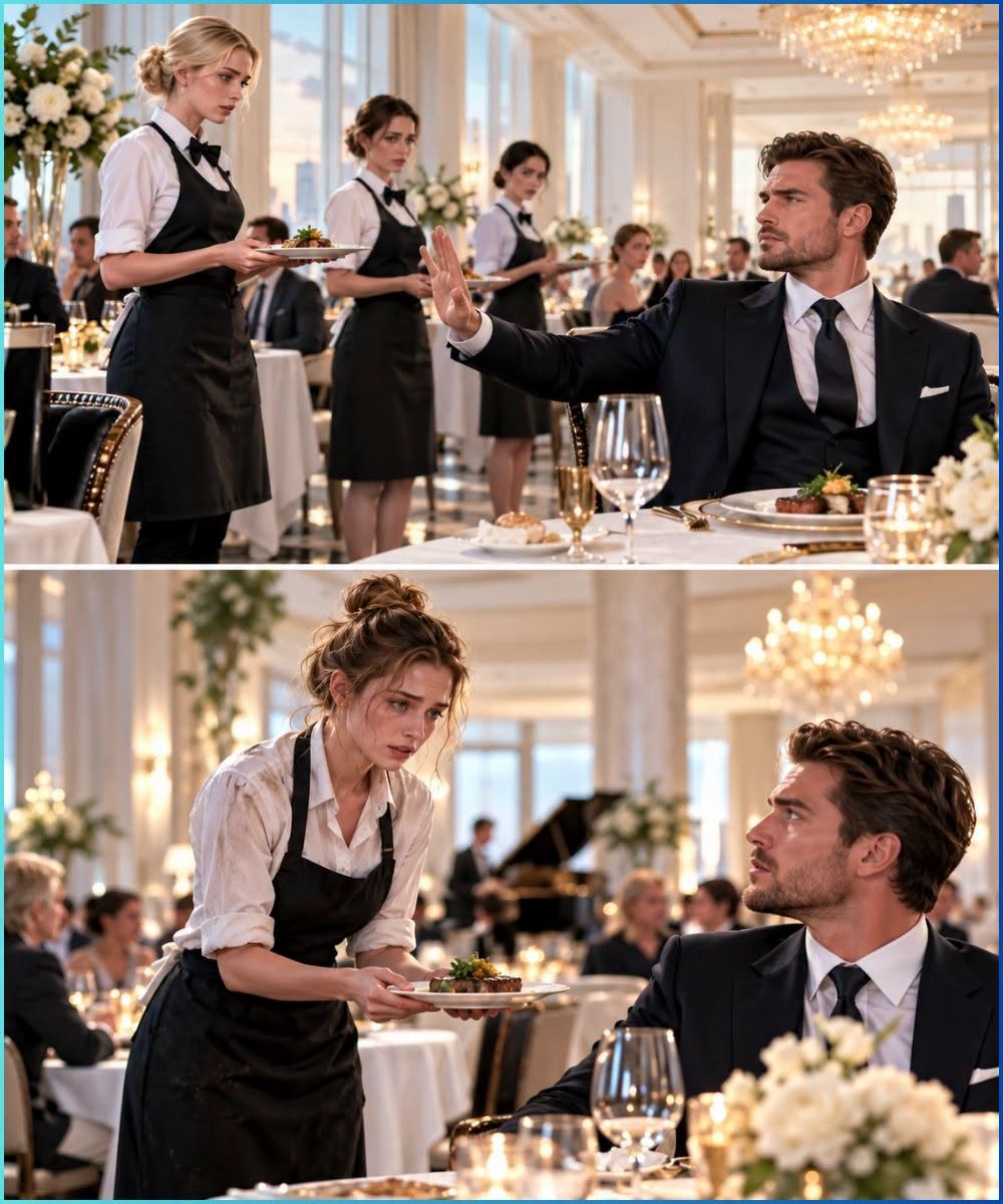 THE TYCOON REFUSED EVERY WAITRESS UNTIL ONE EXHAUSTED WOMAN ANSWERED THE WORDS HE THOUGHT HAD DIED WITH HIS MOTHER