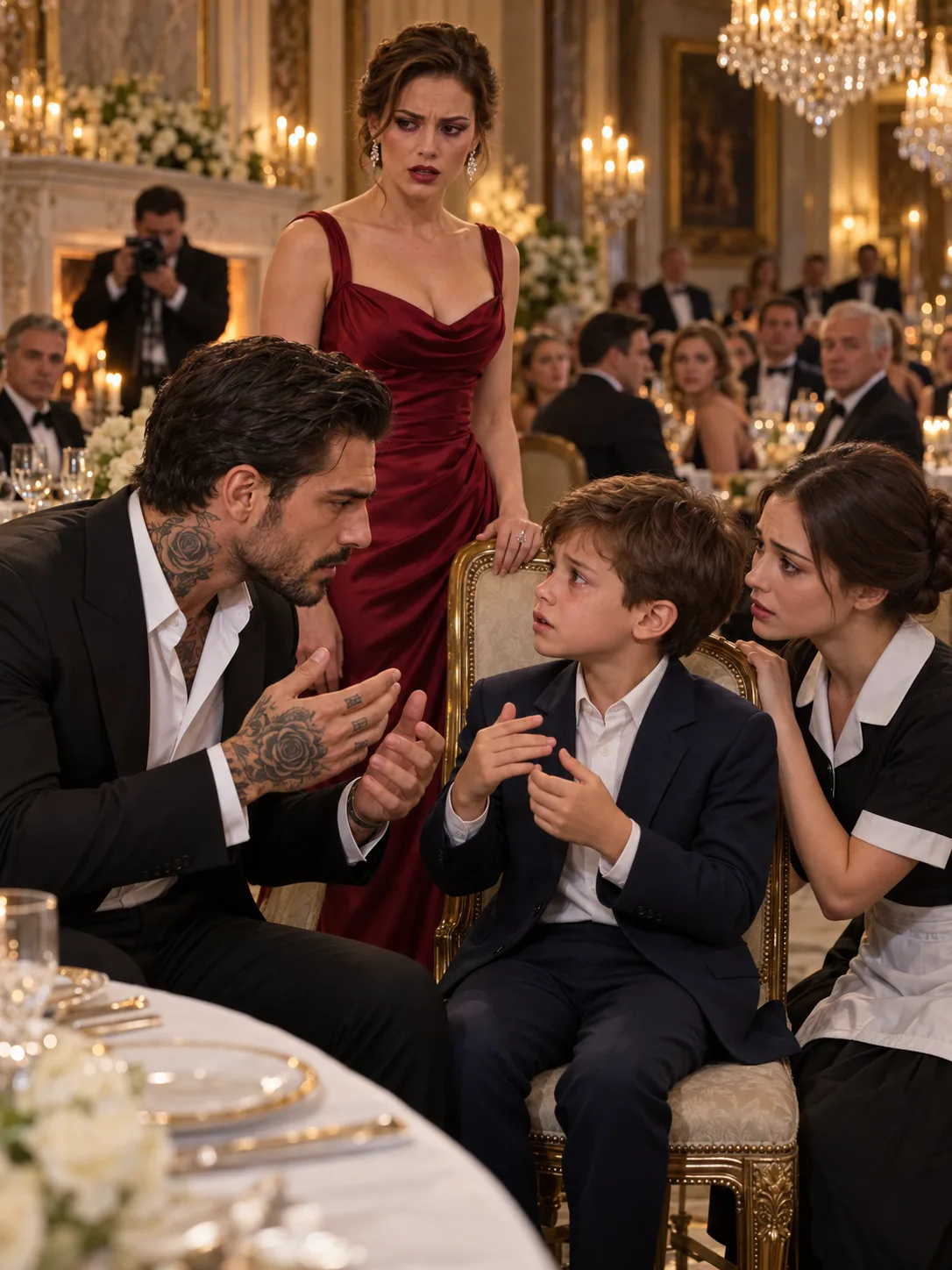 TITLE: THE MAFIA BOSS’S FIANCÉE ORDERED ME TO SEND HIS FATHER’S OLD DRIVER HOME—THEN HE WALKED INTO THE ENGAGEMENT DINNER CARRYING A CHILD’S RED MITTEN