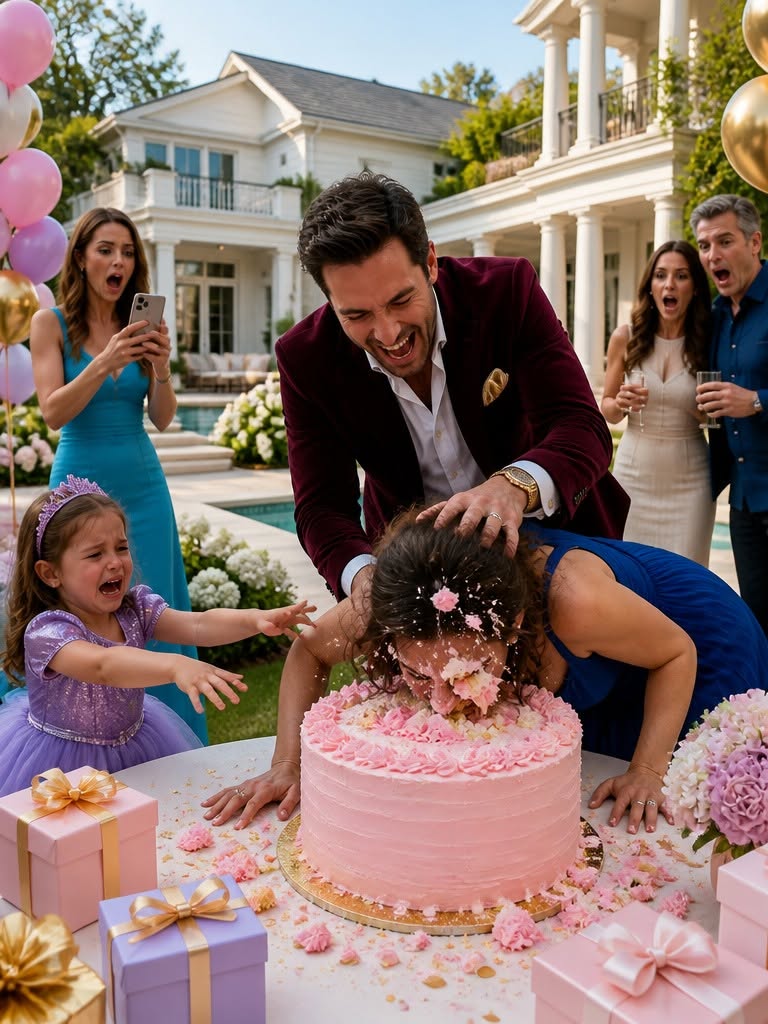 My husband sh0ved my face into our daughter's birthday cake in front of 47 guests