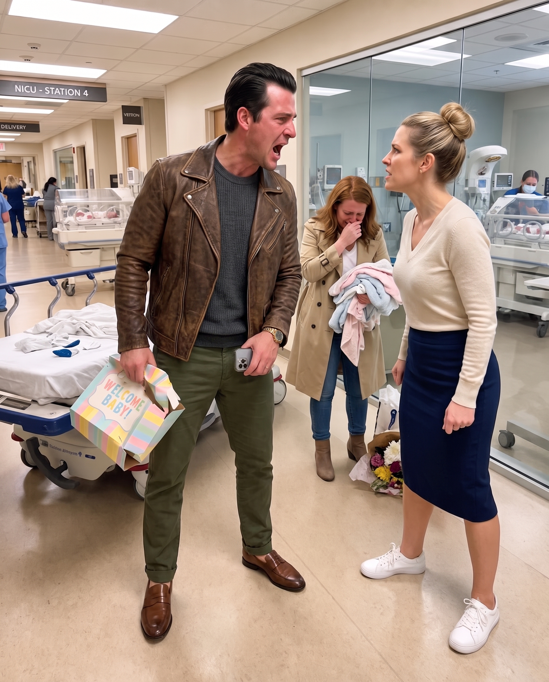 Ble:ed:ing and terrified, a wife signs the emergency C-section papers to save her unborn triplets while her cruel husband turns off his phone to cut cake with his first love