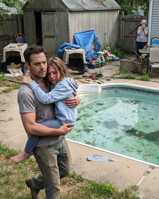 Father finds daughter locked in dog cage behind her mother's house with disturbing scene in the pool