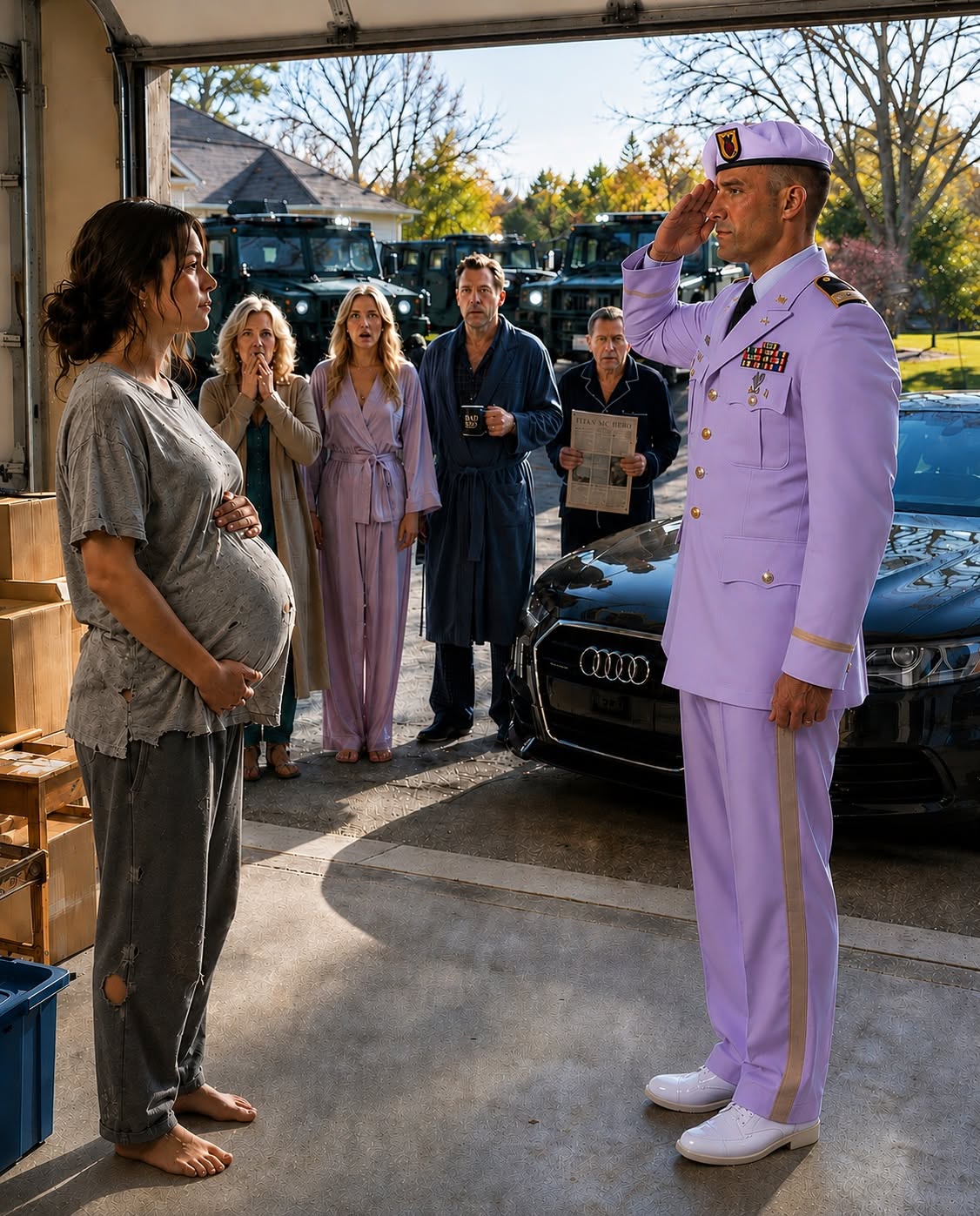 Only a few hours after my husband's military funeral, my own family looked at my pregnant stomach and decided I should sleep in the freezing garage so my sister's wealthy husband could take over my bedroom