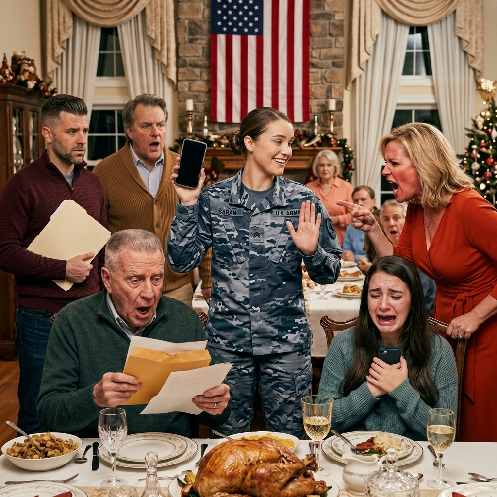 At Thanksgiving dinner, my mom glared at my simple military uniform and sneered, ""You couldn't hold a candle to your sister