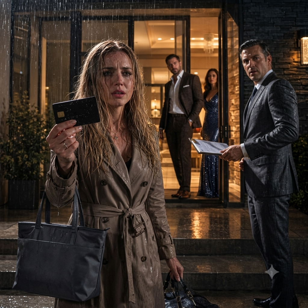 My Husband Locked Me Out in the Rain and Drained Our Accounts—Then a Banker Recognized My Father’s Old Black Card and Froze the Loan He Forged