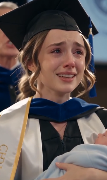 Just Like Her Mother...” They Laughed as the Top Graduate Carried a Newborn Across the Stage—Then the Principal Revealed Why Her Scholarship Was Frozen, and the People Mocking Her Suddenly Had Everything to Fear
