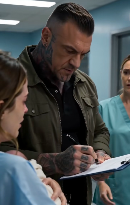 MY HUSBAND WALKED OUT ON ME HOURS AFTER I GAVE BIRTH—THEN A TATTOOED STRANGER SIGNED THE “FATHER” LINE AND WHISPERED, “YOUR HUSBAND WAS NEVER SUPPOSED TO SEE THAT DNA REPORT.”
