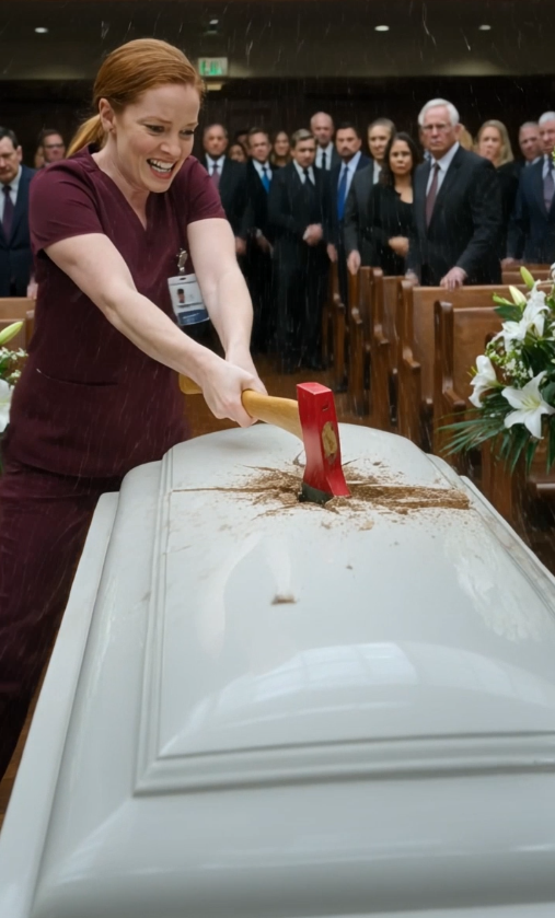 THE TEMPORARY NURSE INTERRUPTED A FUNERAL AFTER HEARING SOMETHING INSIDE THE CASKET—THEN THE “DEAD” WOMAN WHISPERED FIVE WORDS ABOUT HER HUSBAND.**