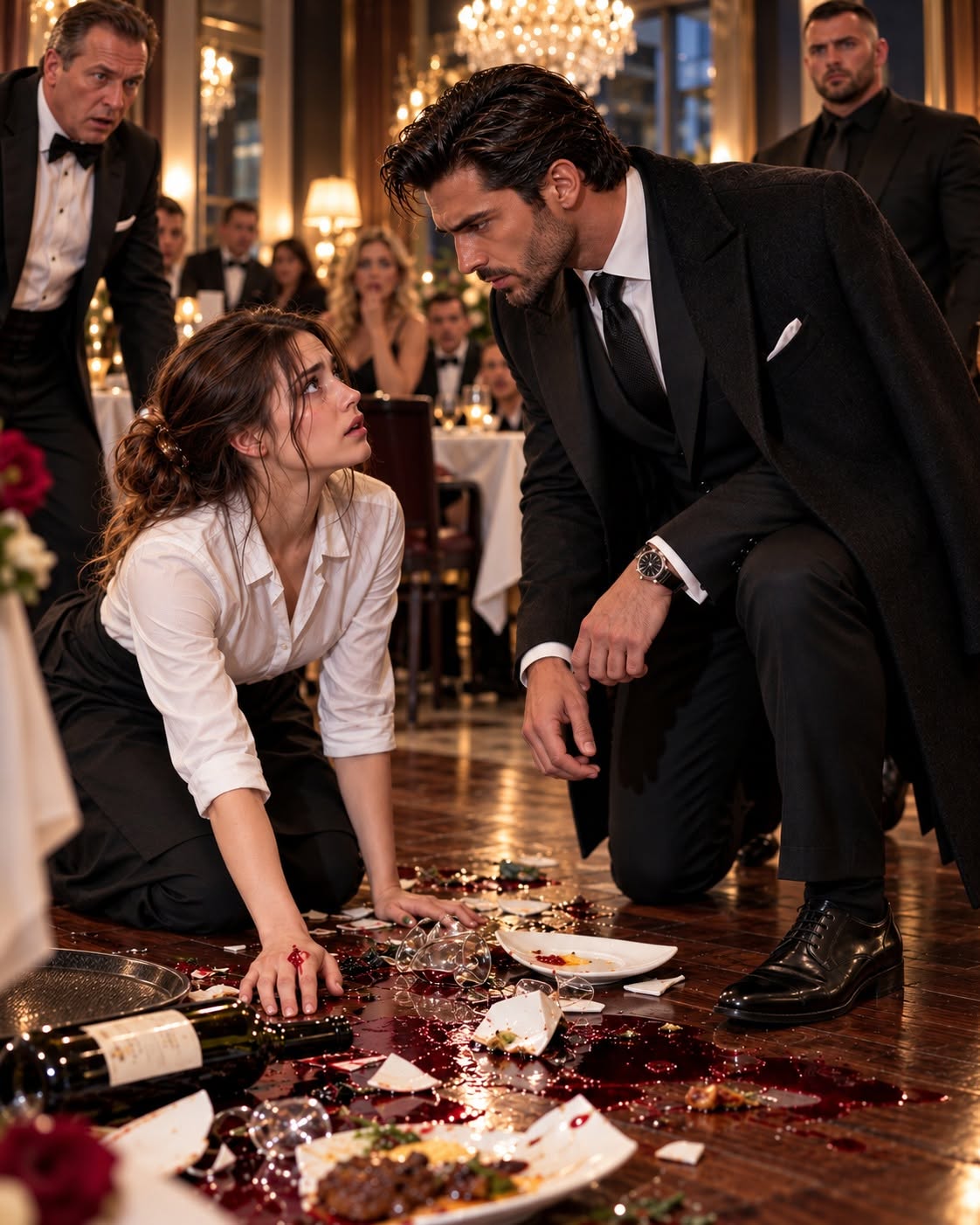 The sound of porcelain exploding against hardwood was the sound of three years of hiding finally collapsing. She had spent 1,095 days running from the most dangerous man in the city, but when the mafia boss walked through the restaurant doors and whispered one quiet order, everyone stopped moving.