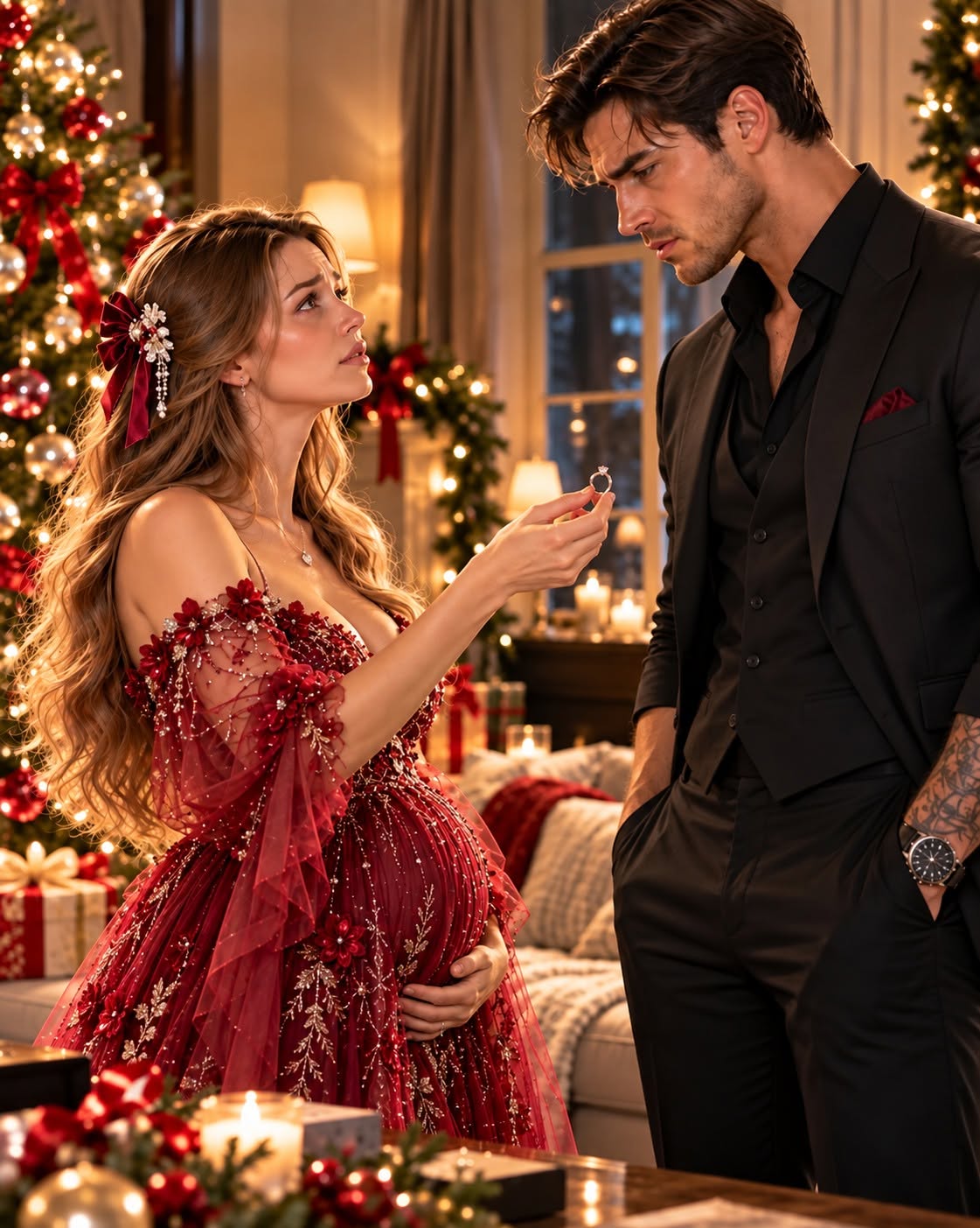 At 11:47 on Christmas Eve, my eight-months-pregnant wife looked at me beside the tree we had decorated together and quietly told me to spend Christmas with another woman. By sunrise, Emma was gone, and the only thing she left behind was a note that made me realize her words had never been permission—they had been goodbye.
