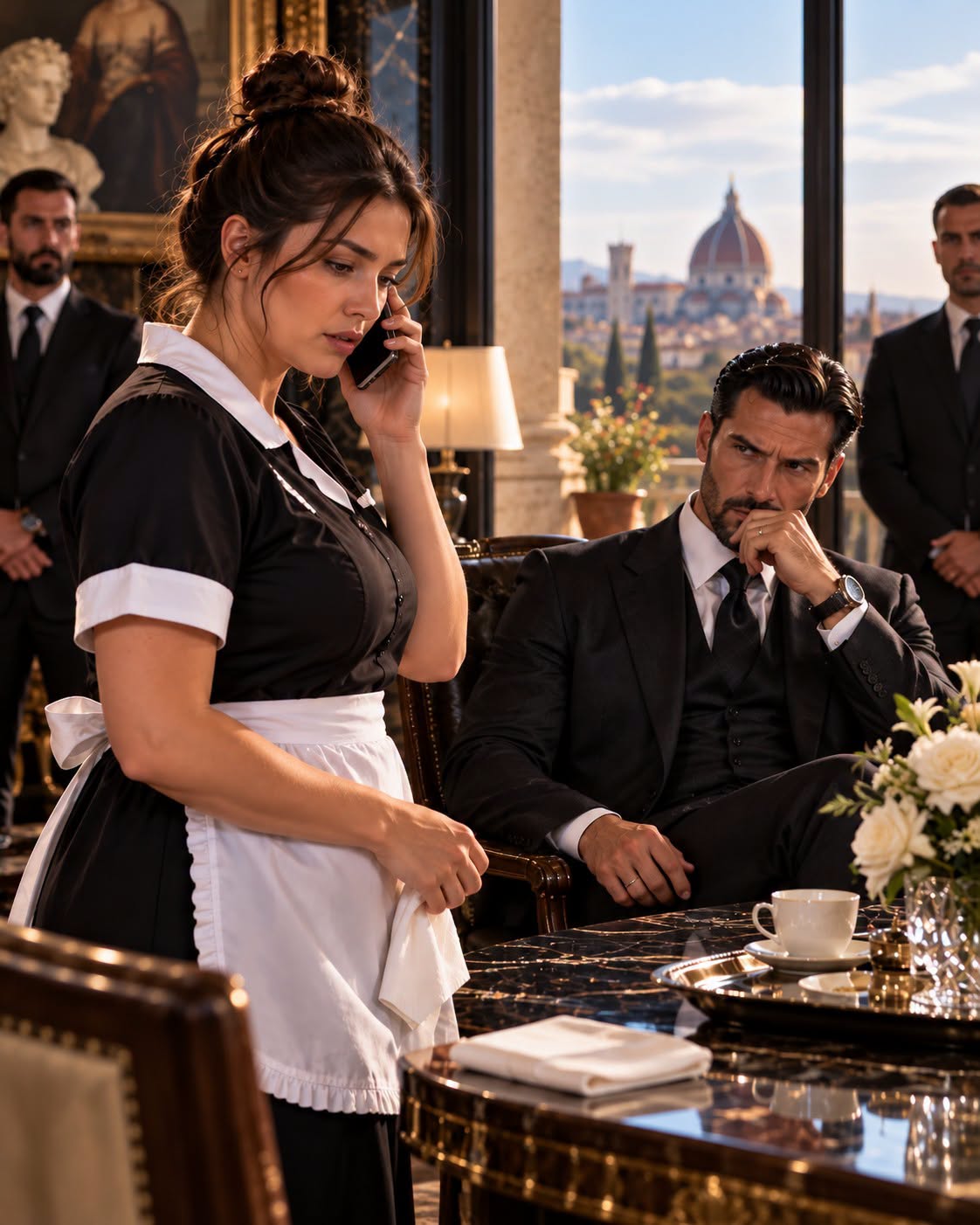 She Took a Call in Italian in Front of the Mafia Boss — Hours Later, He Said: “Don’t Let Her Leave.”. The private dining room at the Drake Hotel was built for secrets. Heavy burgundy drapes covered the windows. Mahogany panels swallowed voices. Crystal chandeliers threw amber light across a polished oak table built for twenty.