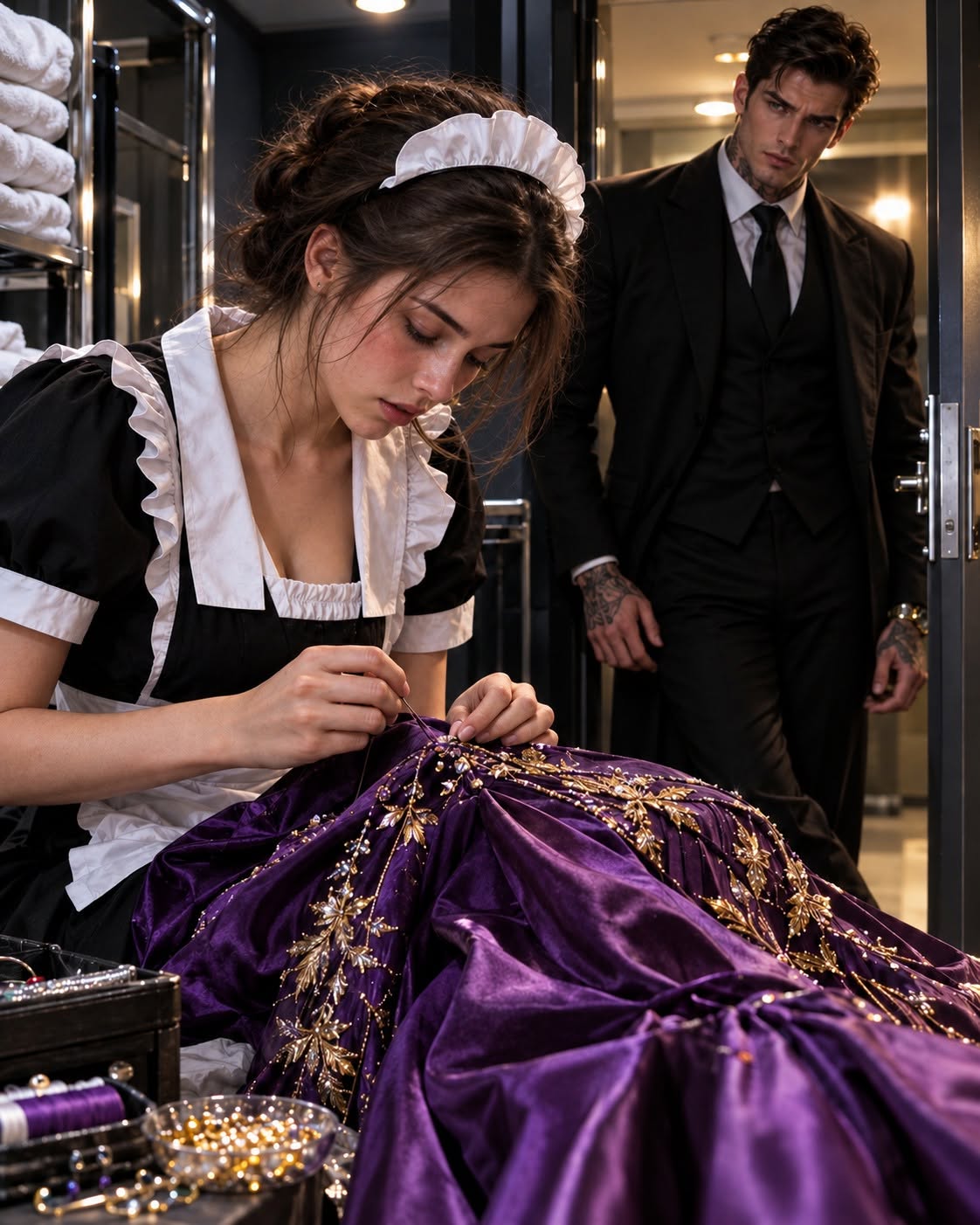 At 1:17 in the morning, the most feared mafia boss in Chicago caught me sitting in his hotel's laundry room with his dead mother's $80,000 evening gown spread across my knees. I'd found it torn and abandoned in a garbage bag, and all I wanted was to make it beautiful again. But when he saw what I'd done, his face went pale—and the question he asked would eventually uncover the lie that had stolen five years of my life.