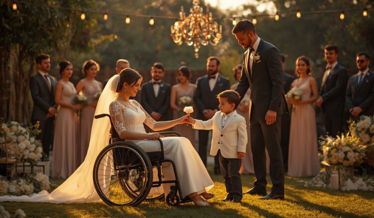 « Personne ne pensait que la mariée quitterait son fauteuil — Jusqu’à ce qu’un garçon de 8 ans lui demande : “Et si vous essayiez juste ?” »