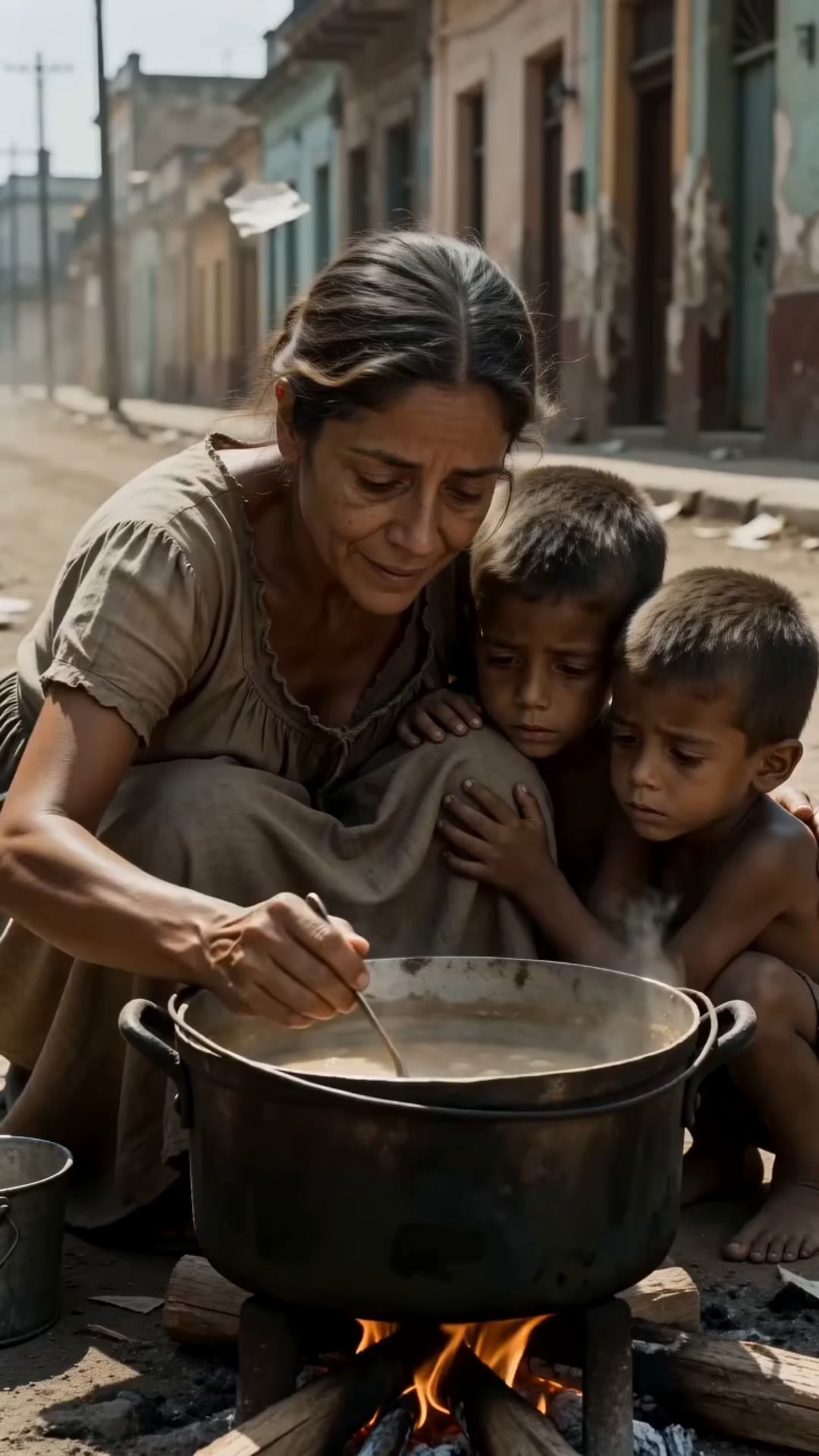La mujer removía una olla de sopa para alimentar a sus hijos… hasta que una caravana de autos de lujo se detuvo frente a su casa y cambió sus vidas para siempre