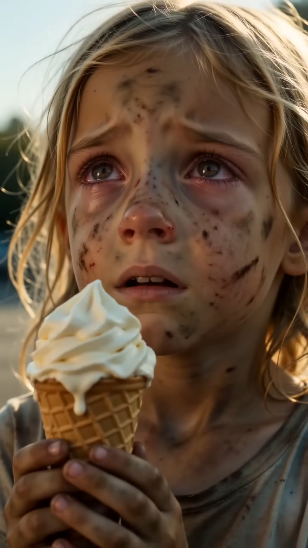 El anciano regaló un helado a una niña que lloraba en la calle… pero cuando vio a la mujer que vino a buscarla, dejó caer la cuchara