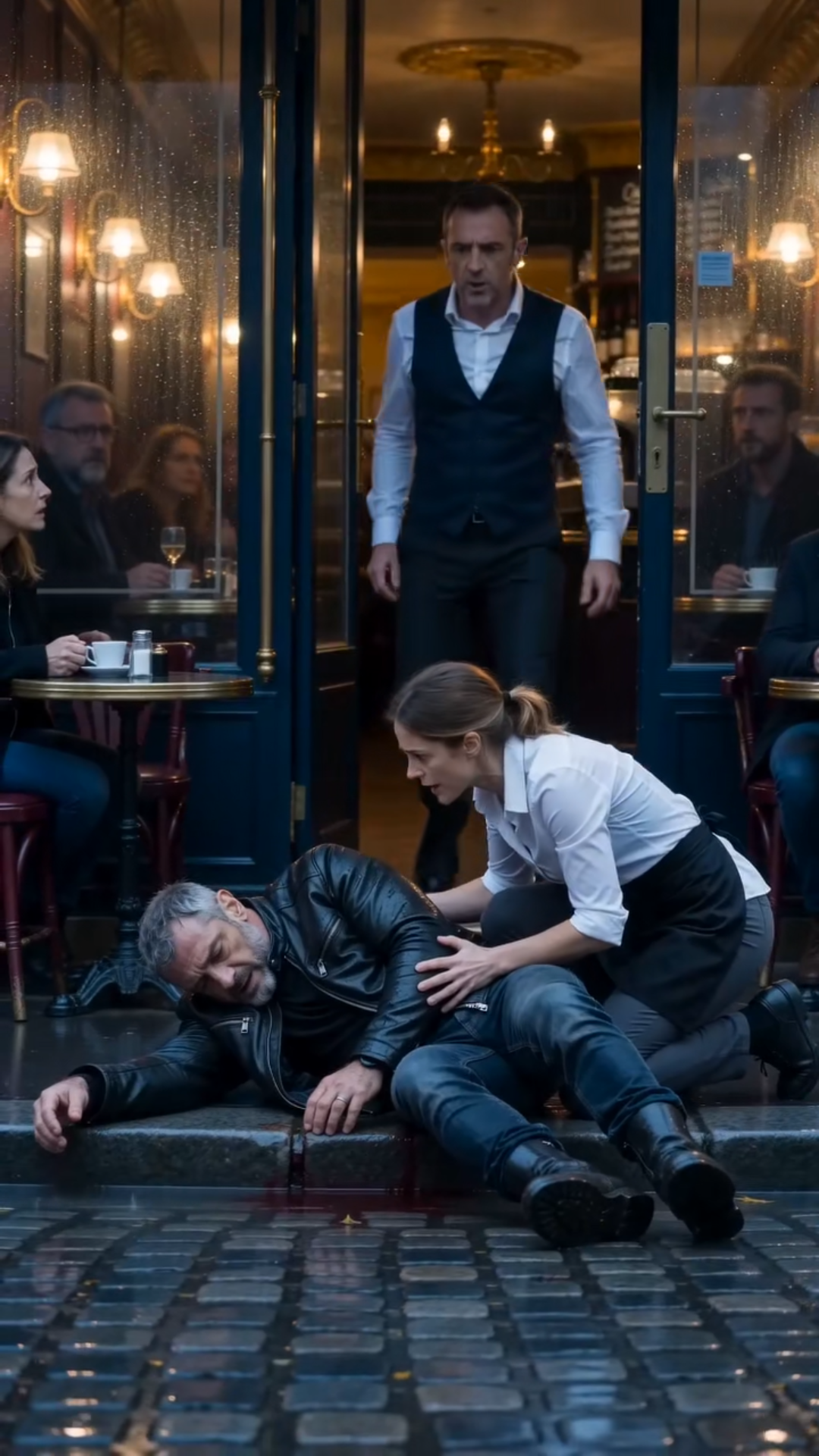 **Un homme tombe seul sous la pluie… une serveuse s’arrête, sans savoir qu’elle va réunir une famille séparée depuis sept ans**