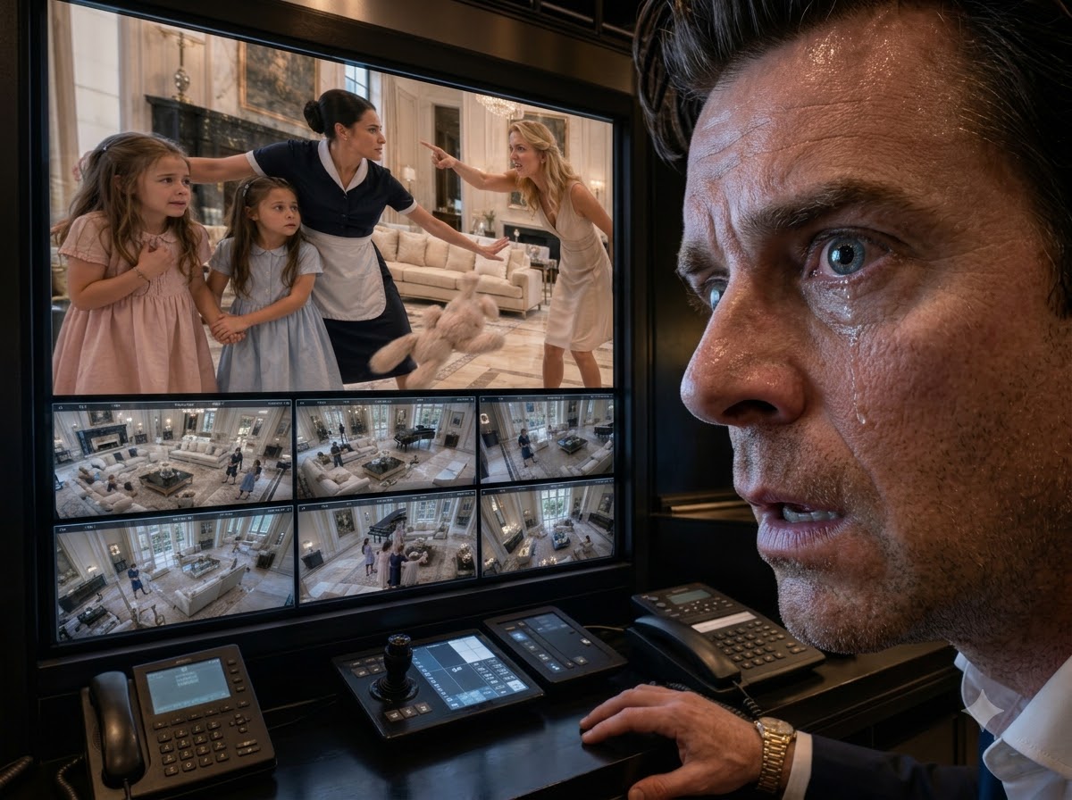 I Pretended to Leave for Europe and Secretly Returned Through My Mansion’s Service Entrance—What the Security Cameras Revealed About My Fiancée and My Terrified Daughters Ended Our Engagement Before Sunset
