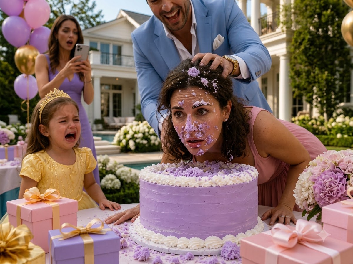 My Husband Shoved My Face Into Our Daughter’s Birthday Cake in Front of 47 Guests—Then a Stranger Saw the Ring Around My Neck and Called Me the Missing Sterling Heiress