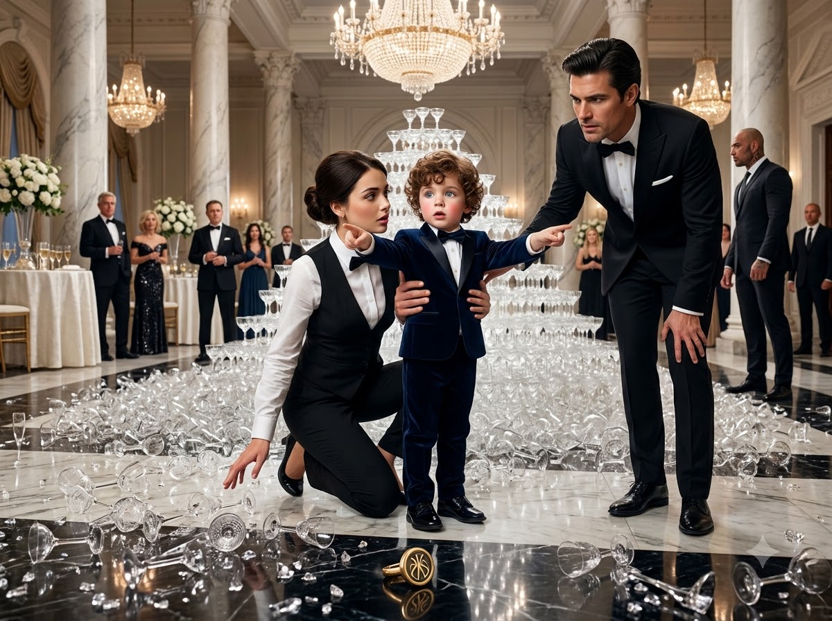 Hundreds of Crystal Glasses Came Crashing Down on His Son—But the Boy’s Next Four Words Silenced the Entire Ballroom