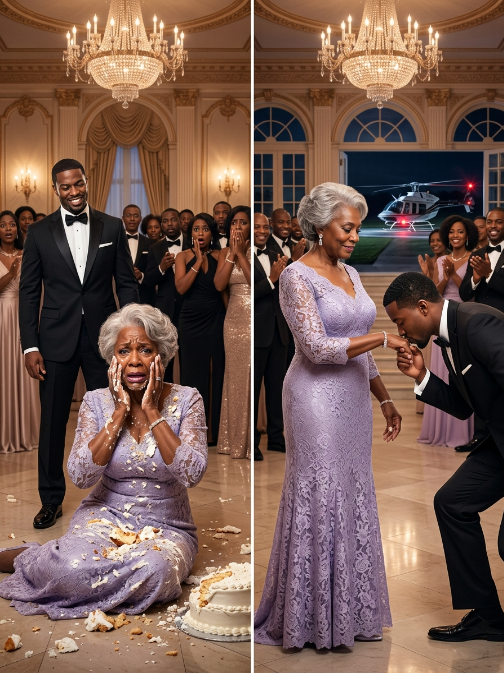 “I’m a senior VP now, I need that farm to build my new estate,” my son-in-law hissed, striking me so hard I fell into the wedding cake. The crowd gasped, but he just smirked. I calmly stood up, brushed the frosting off my dress, walked into the hall, and dialed a number. Ten minutes later, a helicopter landed on the lawn. The billionaire CEO of his tech company stepped out, completely ignored the terrified groom, bowed to me, and asked, “What are your orders, Madam Chairman?”