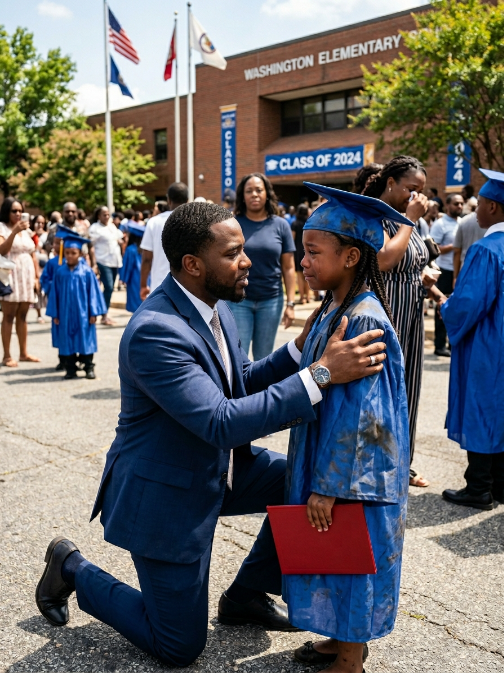 On graduation day, a young orphan approached a billionaire with a trembling question: “Would you pretend to be my dad — just for today?” What followed brought an entire auditorium to tears.