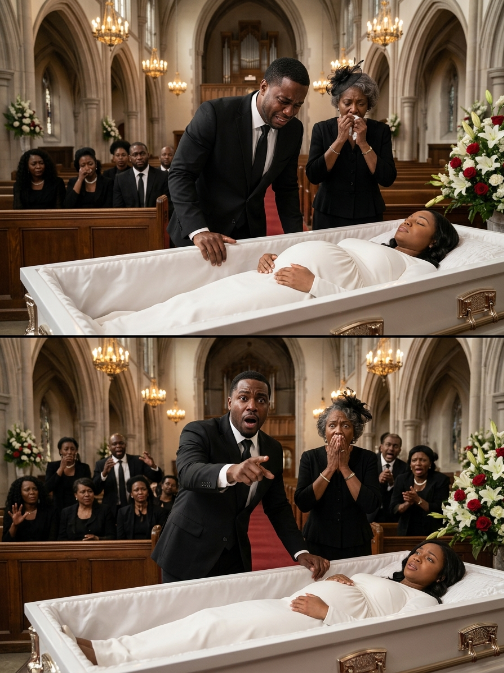 I stood by her coffin, hands shaking, trying to be a “strong husband” while my unborn child slept inside her. “Just… let me see her one last time,” I whispered. The room went silent as I leaned in—and her belly shifted. Not a shadow. Not my grief. A real movement. “Did you see that?” I gasped. Someone screamed, “Call the doctors—NOW!