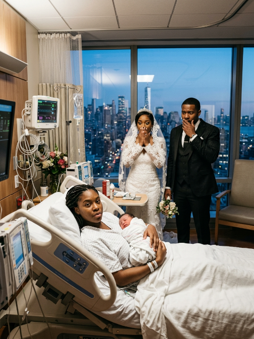 Six months after our divorce, my ex-husband phoned to invite me to his wedding. I answered with four plain words: “I just gave birth.” Then I added, “I’m not going anywhere.” Less than half an hour later, he stormed into my hospital room still wearing his groom’s suit… his face drained white with terror.