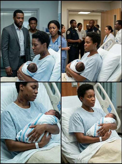 I was holding my newborn when my uncle walked into the hospital room and saw the dark handprints on my neck. My husband leaned back in his chair and smirked. “Just showing her who the boss of this new family is.” My uncle calmly pulled the hospital curtains shut and took out his hearing aids, placing them on the tray. “Close your eyes, kiddo,” he told me softly. But when my tough father-in-law recognized the faded military tattoo on my uncle’s forearm and started vomiting from absolute fear, I knew my husband had just made his final mistake.