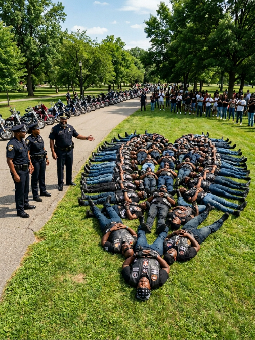 Police couldn’t understand why dozens of bikers stood guarding an empty space in the heat—but the truth behind it left everyone silent and changed everything