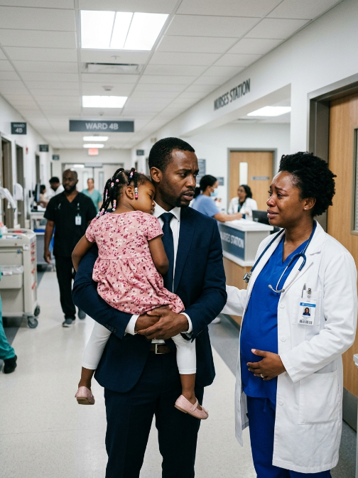 My ex rushed into my ER carrying his injured daughter, only to find me—the doctor he abandoned—seven months pregnant with his baby. I didn’t cry. I stayed completely professional. “I’m Dr. Clara,” I said, ignoring his eyes staring at my belly. But when his daughter whispered one simple sentence, his face went completely pale…