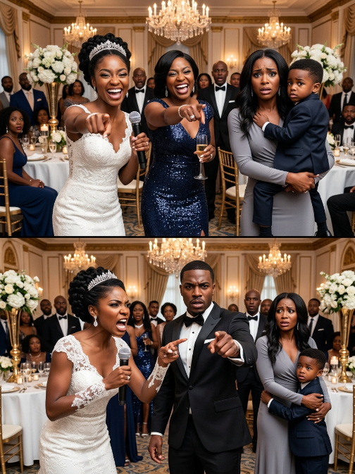 At my sister’s wedding, she grabbed the microphone and called me “a single mom no man would ever want” in front of 200 guests. Then my mother raised her glass and called me “used goods.” Everyone laughed… until the groom stood up, took the microphone from my sister’s hand, and said something that made the entire ballroom go silent.