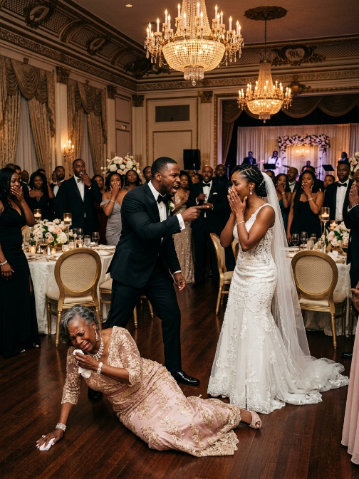 At his wedding, my stepson shoved me in front of 200 guests for sitting in his “real mom’s” seat. “How dare you—stop pretending to be my mother. Your place is by the trash,” he snapped. When I explained his mother wasn’t coming, he slapped me hard. For five years, I had loved him with everything I had. In that moment, I woke up—and destroyed this wedding.