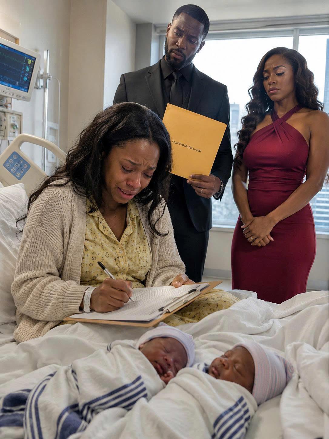 Three days after an emergency C-section, my husband arrived with his assistant to force me to sign the divorce papers so he could keep our twin daughters.