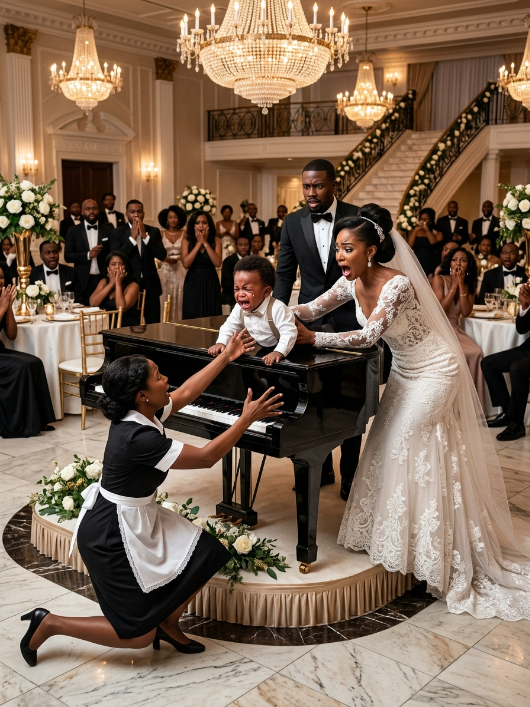 the billionaire’s fiancée shoved the maid’s toddler off the piano, but one look at the child’s eyes destroyed the wedding