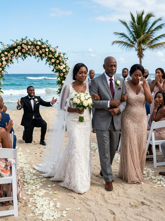 Fifteen minutes before her wedding, she discovered she had hidden her parents in two plastic chairs… and took the microphone in front of everyone.