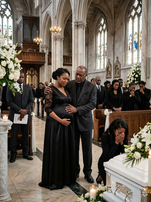 He sh0ved my nine-month pregnant body off the freezing cliff, laughing as he claimed the $50 million life insurance. Now, at my fake funeral, he smirked at his mistress, his pen hovering over the settlement check
