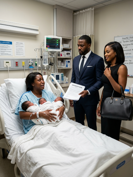 After I gave birth to our triplets, my husband walked into my hospital room with his mistress — who was proudly carrying a Birkin bag. He tossed the divorce papers onto my bed and said with a sneer, “Look at you. No one would want you now.”