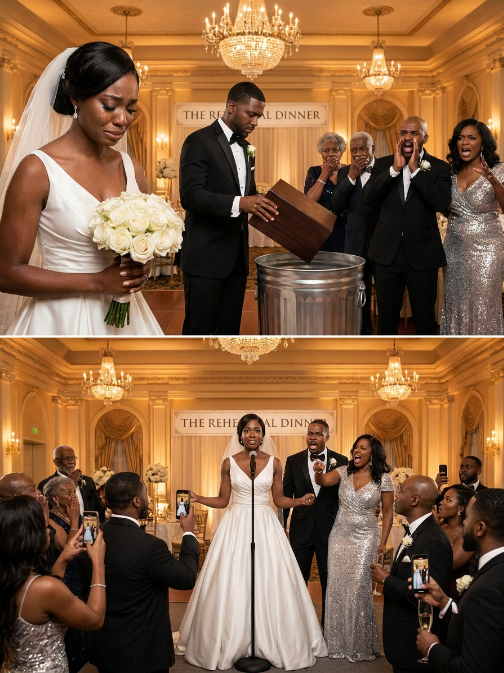 “Is your father seriously wearing a rented suit to my country club?” my mother-in-law scoffed loud enough for my parents to hear. My groom rolled his eyes, pushing my mother’s handmade gift into the trash. “Just ignore the peasants today,” he whispered. I squeezed my cheap bouquet, forcing a tearful, apologetic nod. They thought my family was a pathetic charity case. I smiled, waiting for the club manager to announce who actually bought the entire estate this morning.