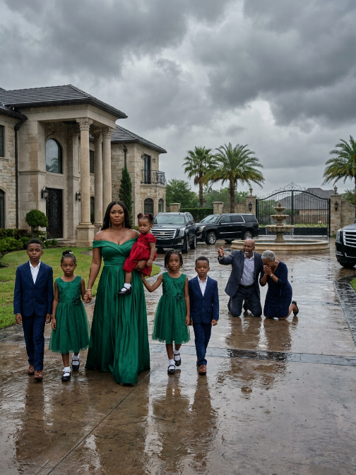 My father-in-law threw me and my six children out into the pouring rain, shouting, “Only real bl00d belongs in this house.” But the moment I mentioned the name on the deed, his expression changed and every person watching suddenly stopped laughing.