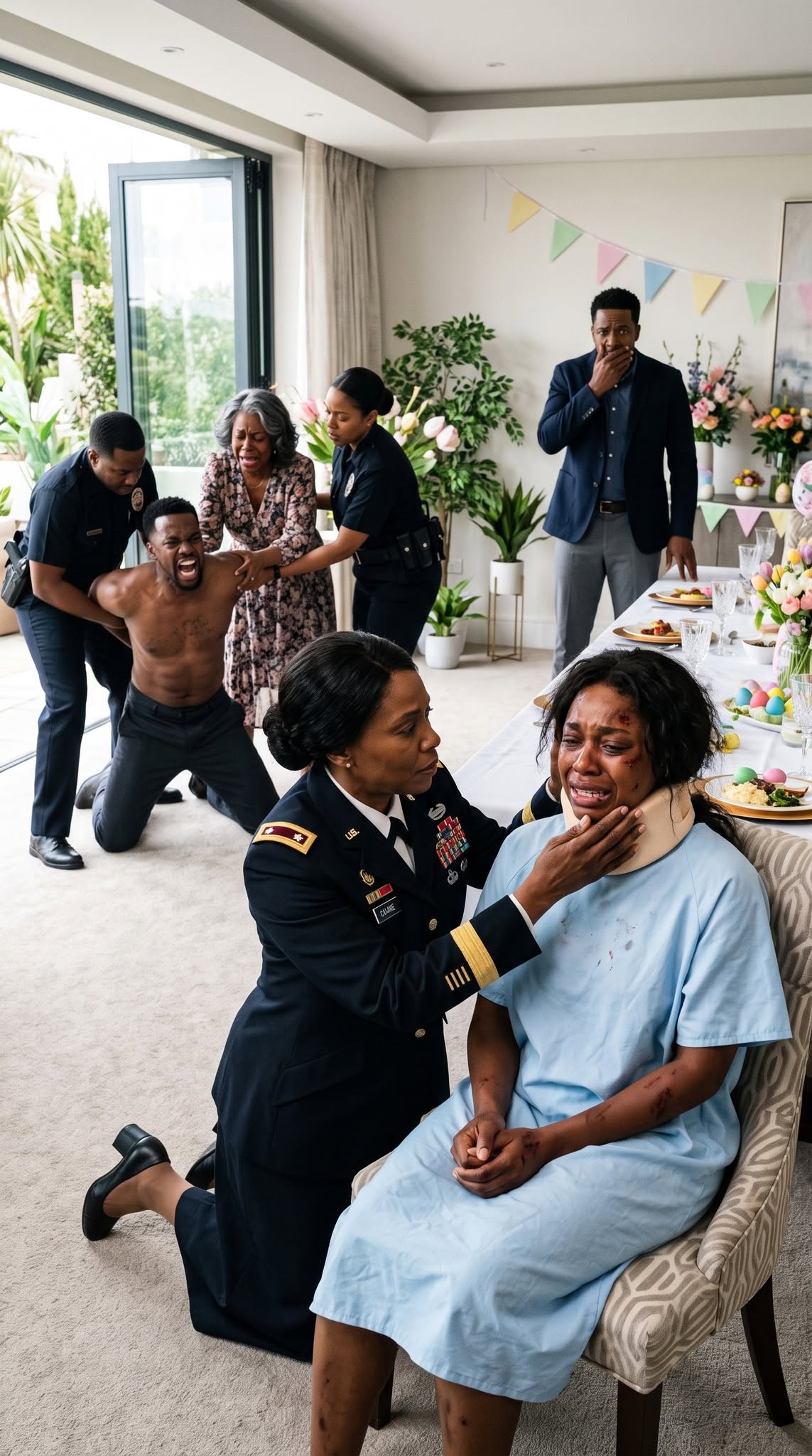 “Your daughter ruined my $5,000 rug with her blood,” my son-in-law’s mother hissed. They dumped her at a dangerous terminal during a blizzard. They thought I was a “useless old woman,” but I was the woman who put their CEO in prison ten years ago. As they sat down for Easter dinner, the lights cut out. I walked in wearing my old badge: “Dinner’s over. You’re going to a place where they don’t serve turkey.”