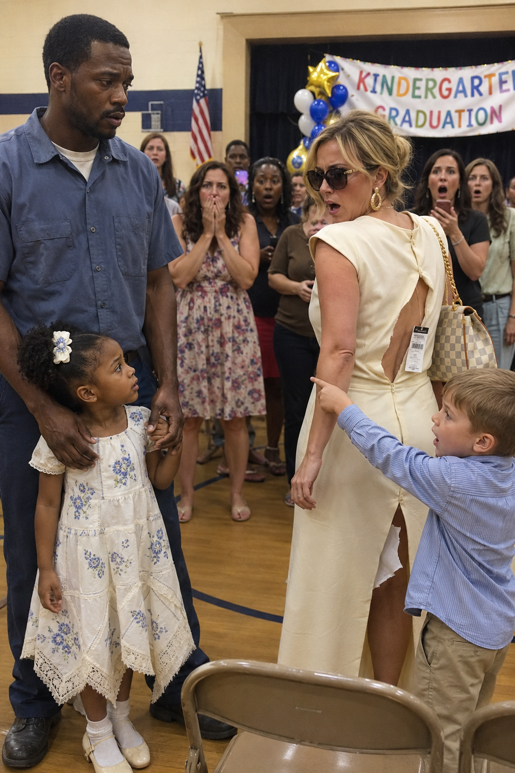 I Sewed My Daughter a Dress for Her Kindergarten Graduation from My Late Wife’s Silk Handkerchiefs – A Rich Classmate’s Mom Called Me ‘Pathetic’, but What Happened Next the Whole Town Would Never Forget