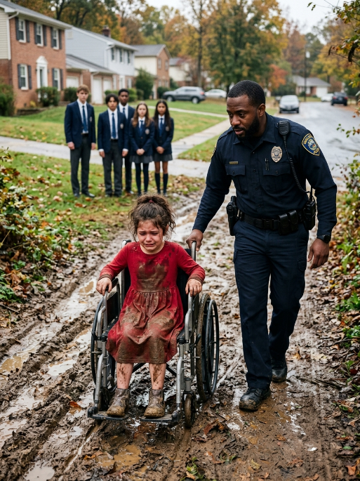 “Dad… They Said You Wouldn’t Believe Me Again,” A Wheelchair-Bound Girl Whispered When Her Police Chief Father Arrived At School — Moments Later, What He Saw At The Bottom Of That Muddy Hill Silenced The Entire Crowd…