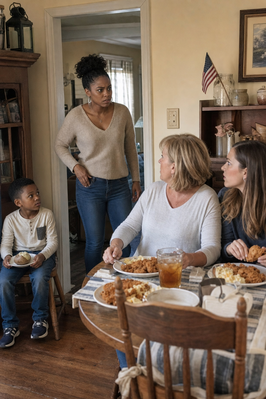 At our country house, my mother-in-law and sister-in-law were devouring fried chicken while my seven-year-old son sat alone in the corner eating a cold potato. “Children who aren’t really family need to learn their place,” they said. I didn’t yell.