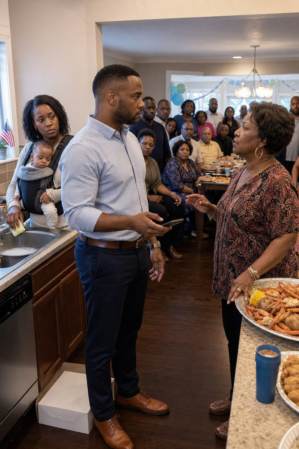 I left work early on my son’s first birthday and came home to find my mother serving seafood to twenty relatives while my wife washed dishes with our sick baby in her arms. “I’m the one in charge in this house,” she declared.