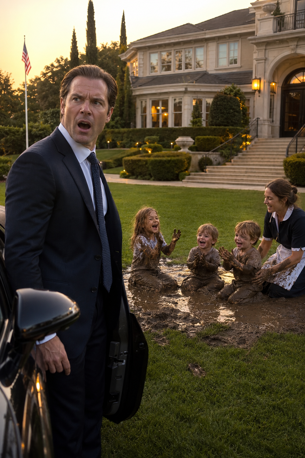The millionaire fired the nanny because she let his children play in the mud…
