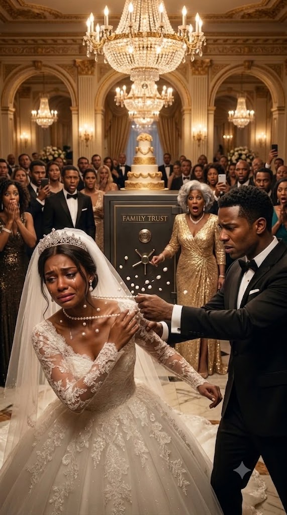 My mother-in-law demanded the wedding-gift safe to pay my brother-in-law’s debts. “That money belongs to both of us,” I said. The groom violently grabbed the chain around my neck, snapping it and tearing my wedding dress before hundreds of guests. Everyone expected me to break down. Instead, I smiled as the locked ballroom doors were forced open and my lawyer walked in, carrying a document. “Before anyone takes another dollar,” she announced, “this family should see exactly what happens next.”