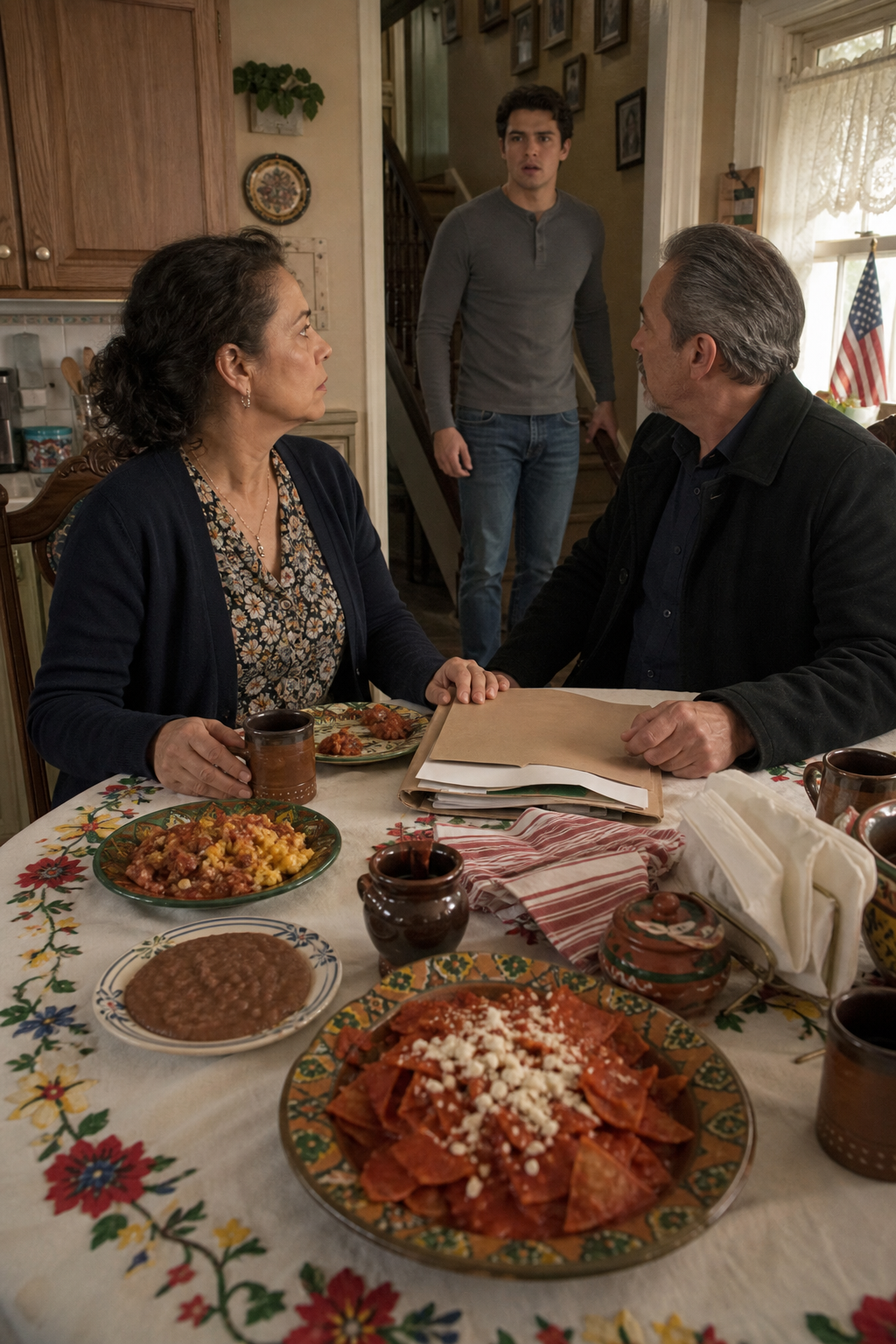 This morning I got out the nice tablecloth, served breakfast like on special occasions, and when he came downstairs smiling he said, “So you finally learned your lesson”… until he saw who was waiting for him at my table